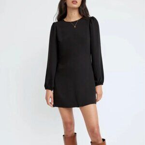 ARITZIA - Wilfred Marie Puff Long Sleeve Matte Satin Mini Dress Black XS